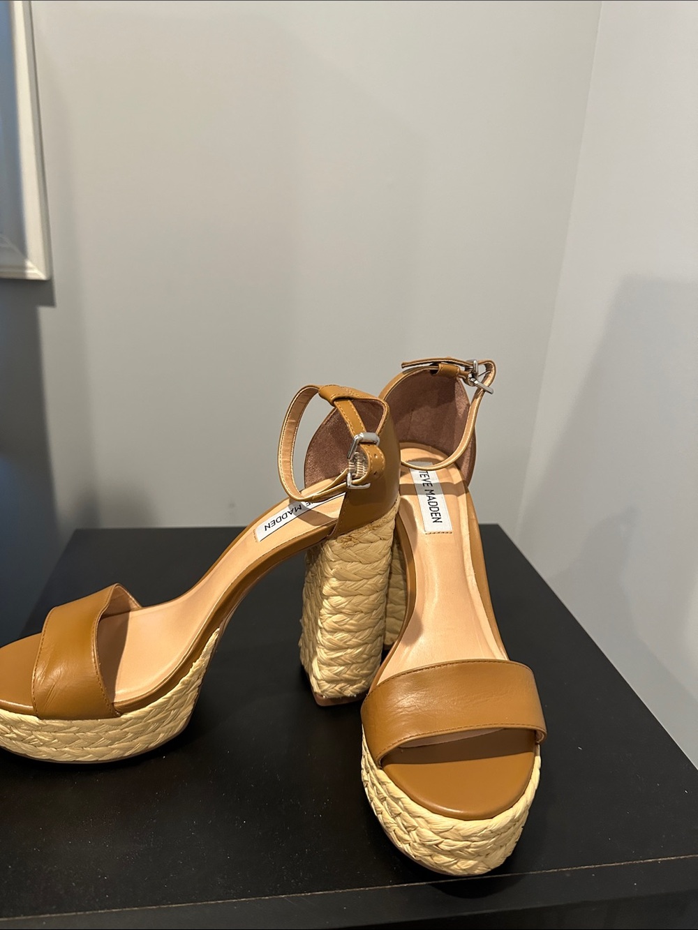 Steve Madden Cognac Braided Platform Sandals